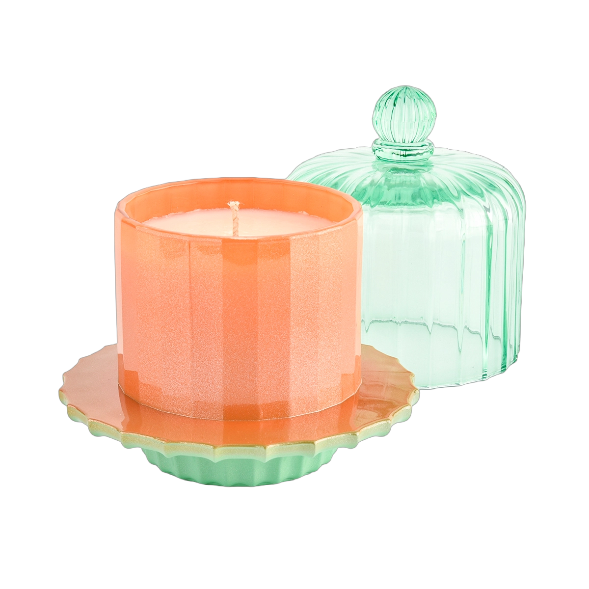 Custom Bell Jar Empty Green Glass Candle Jar With Lid Supplier