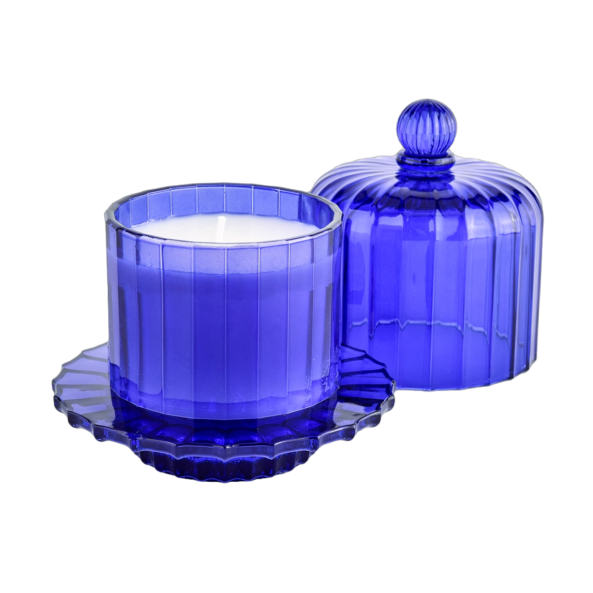 Custom Bell Jar Empty Green Glass Candle Jar With Lid Supplier