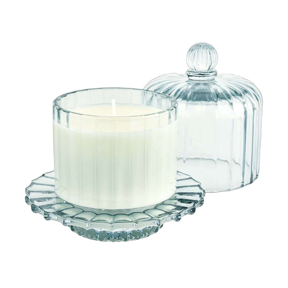 Custom Bell Jar Empty Green Glass Candle Jar With Lid Supplier