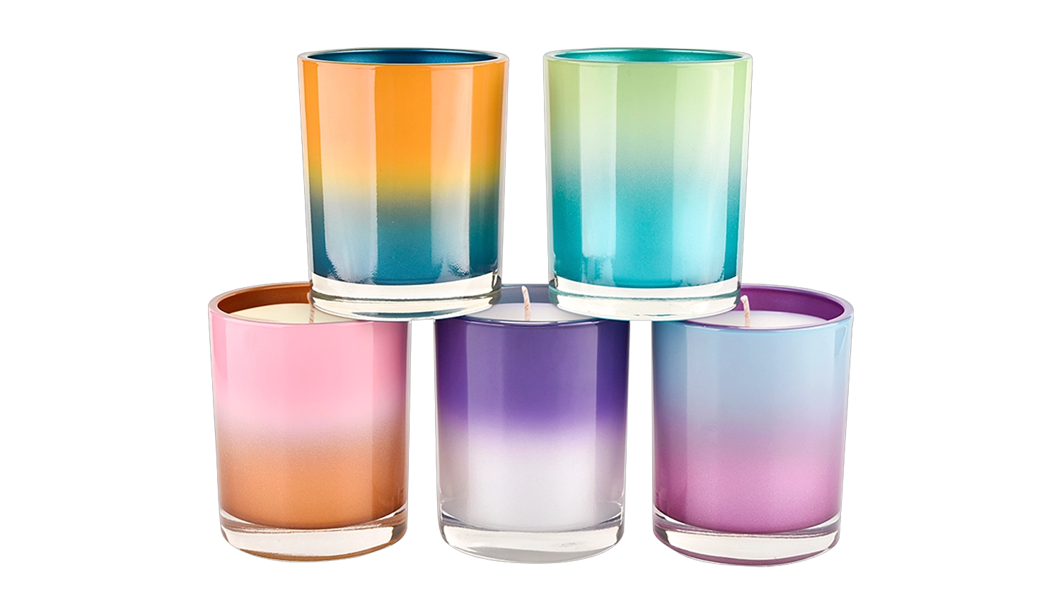 289ml Straight Edge Glass Candle Container White Gradient Purple Wholesale