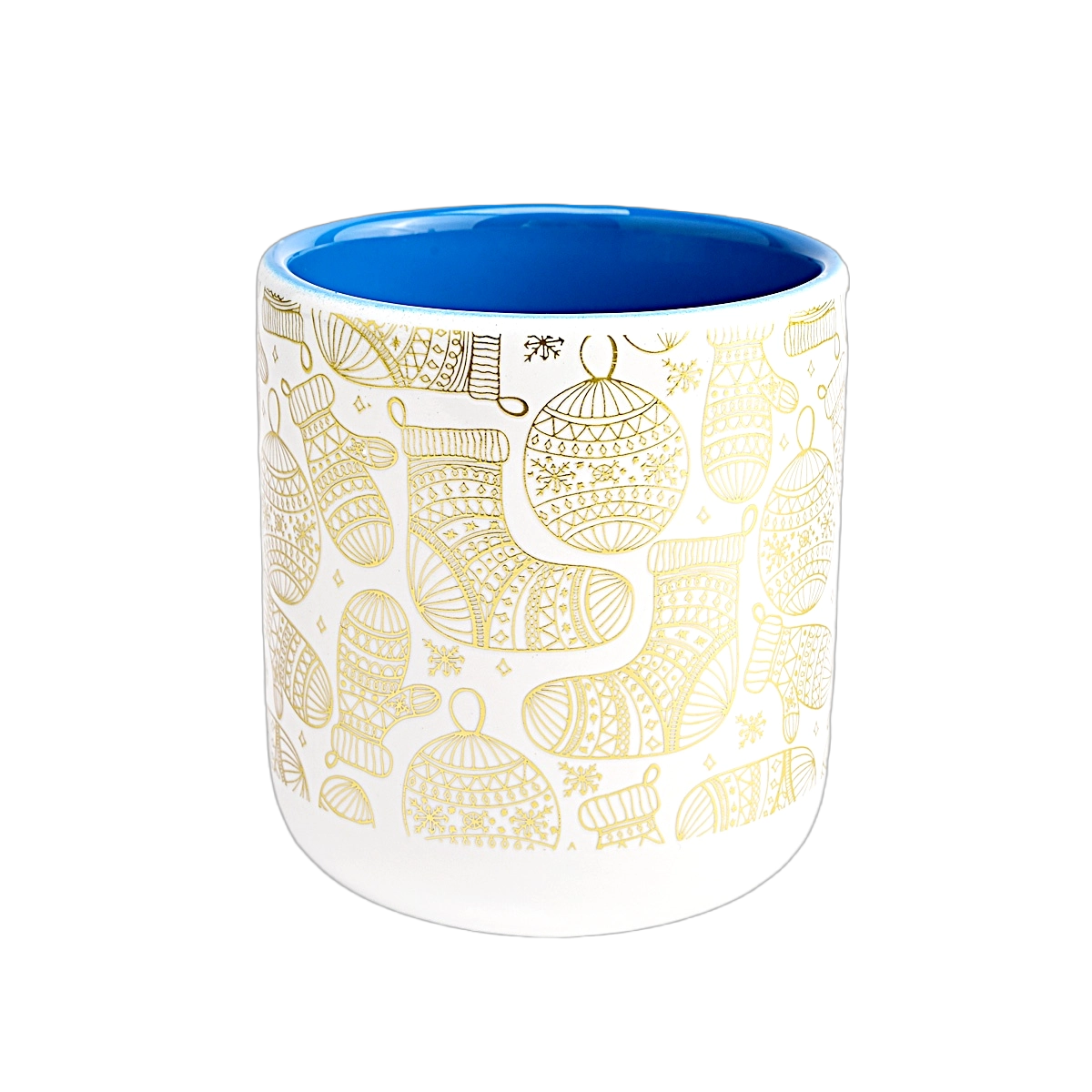 Unique christmas applique printing luxury empty ceramic candle jars