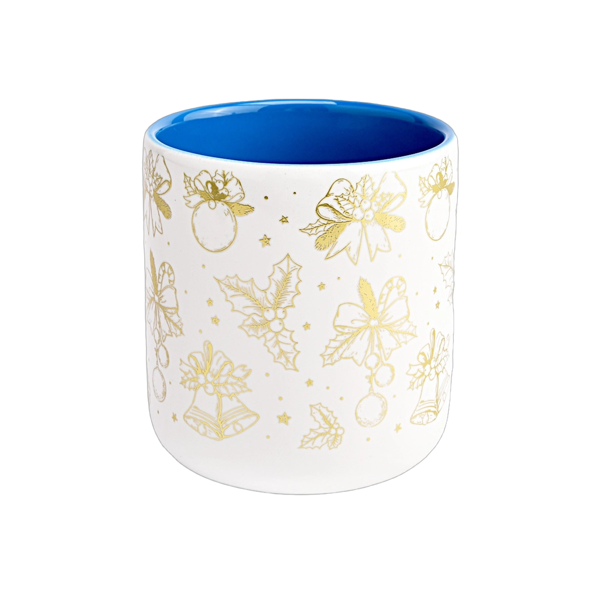 Unique christmas applique printing luxury empty ceramic candle jars