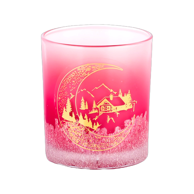 Wholesale gradient black glass candle jars christmas applique