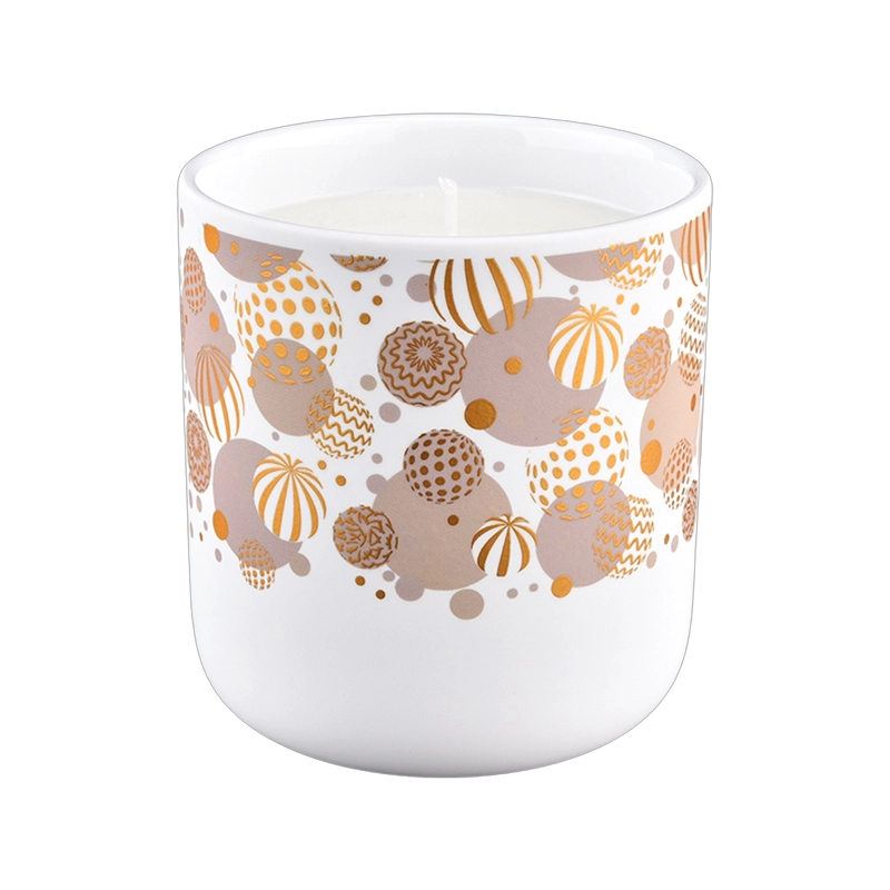 Modern custom 427ml multi-color geometric pattern rubber paint ceramic candle holder