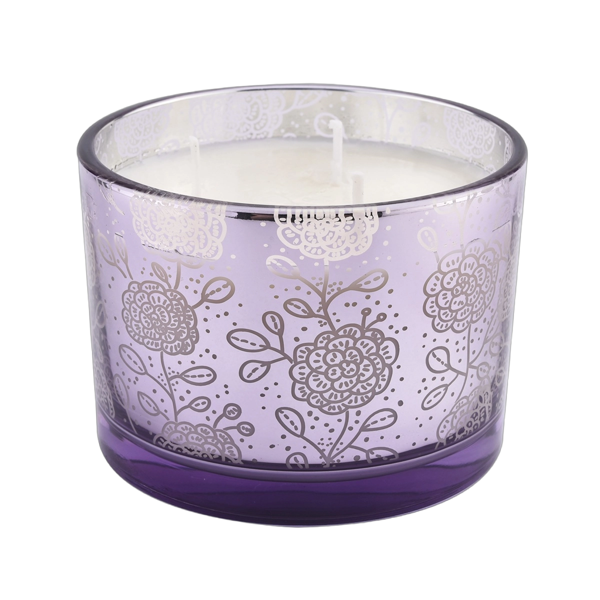 Wholesale 500ml wide mouth green lotus leaf pattern large glass candle jar