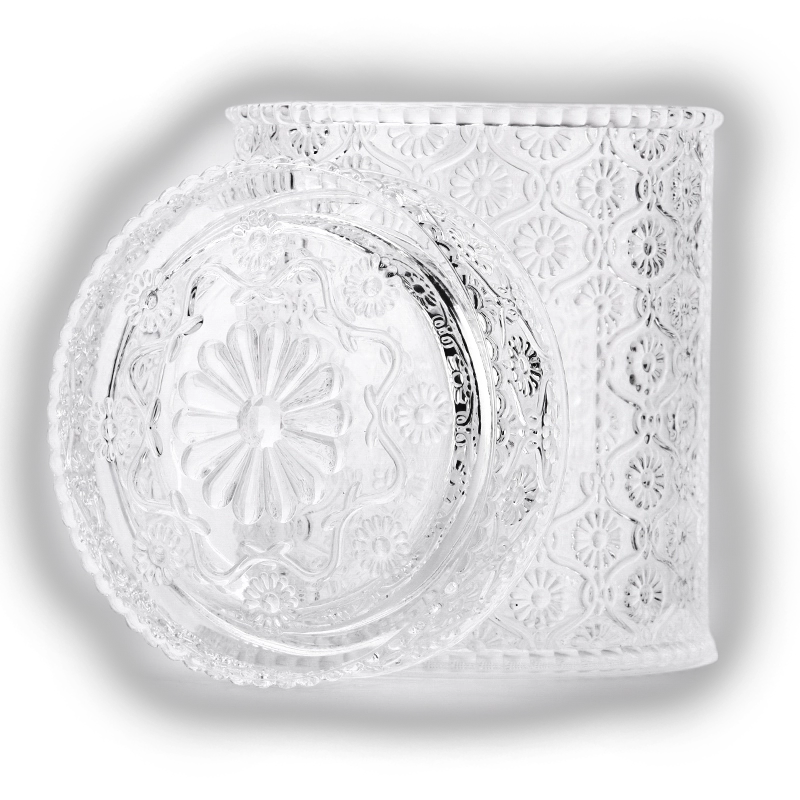 Newly designed home decor glass candle holder with lid