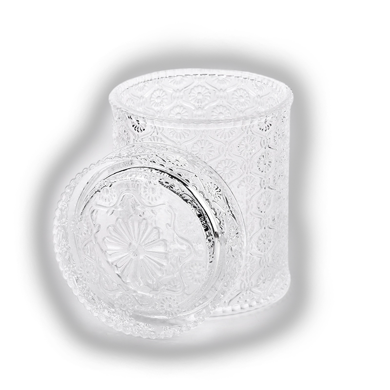 Custom logo 741ml glass candle holder with lid for home decor Custom logo 741ml glass candle holder with lid for home decor