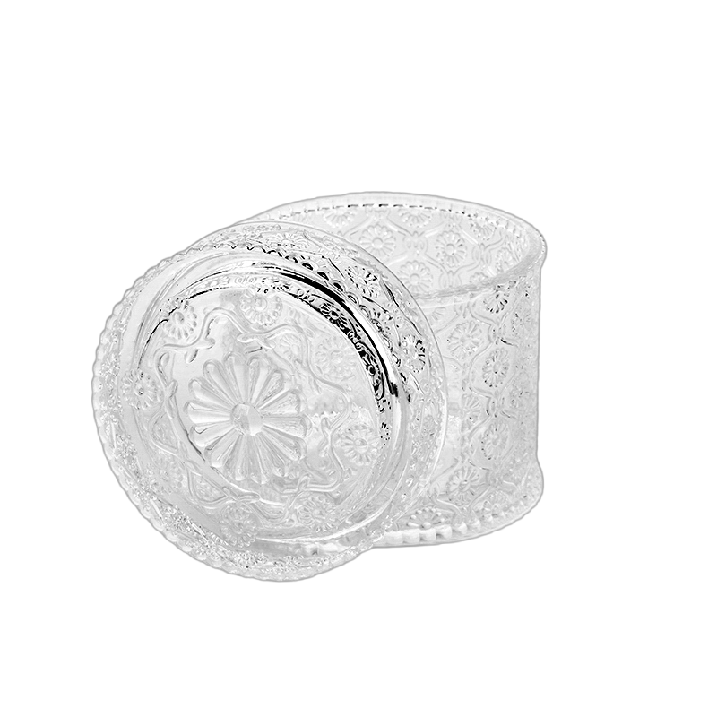 Newly designed home decor glass candle holder with lid Newly designed home decor glass candle holder with lid