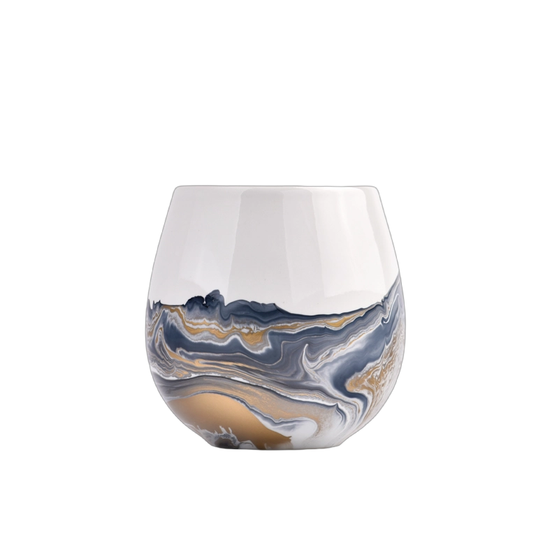 New product 15oz ceramic candle jar ink painting pattern