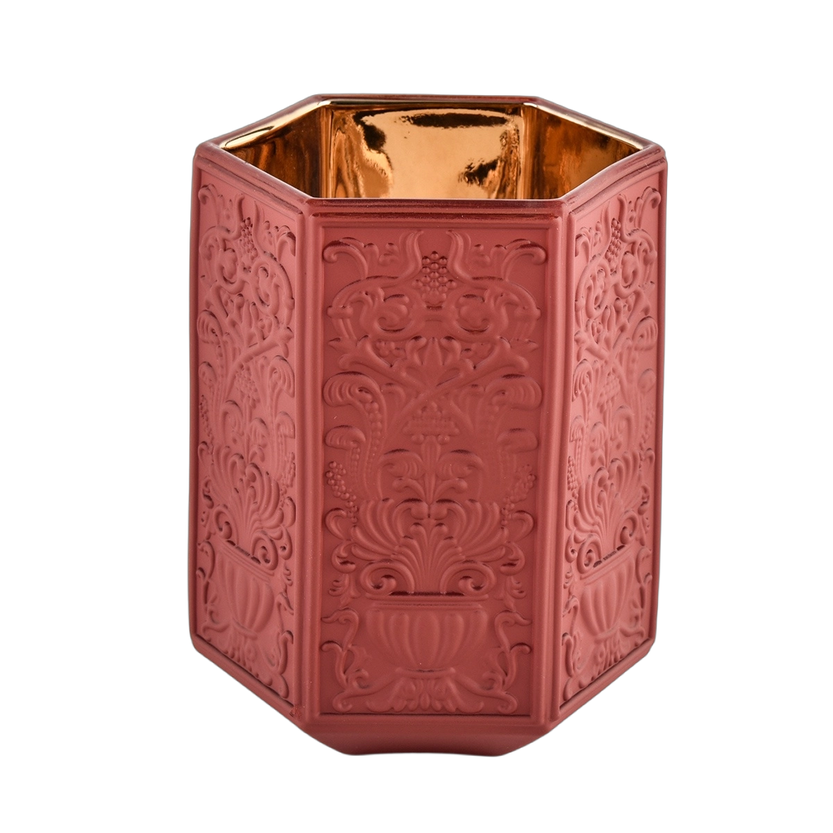 Wholesale baroque gold-plated yellow glass candle jar
