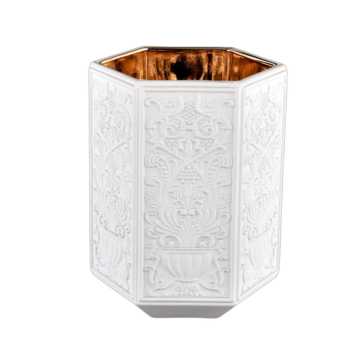 Wholesale baroque gold-plated yellow glass candle jar