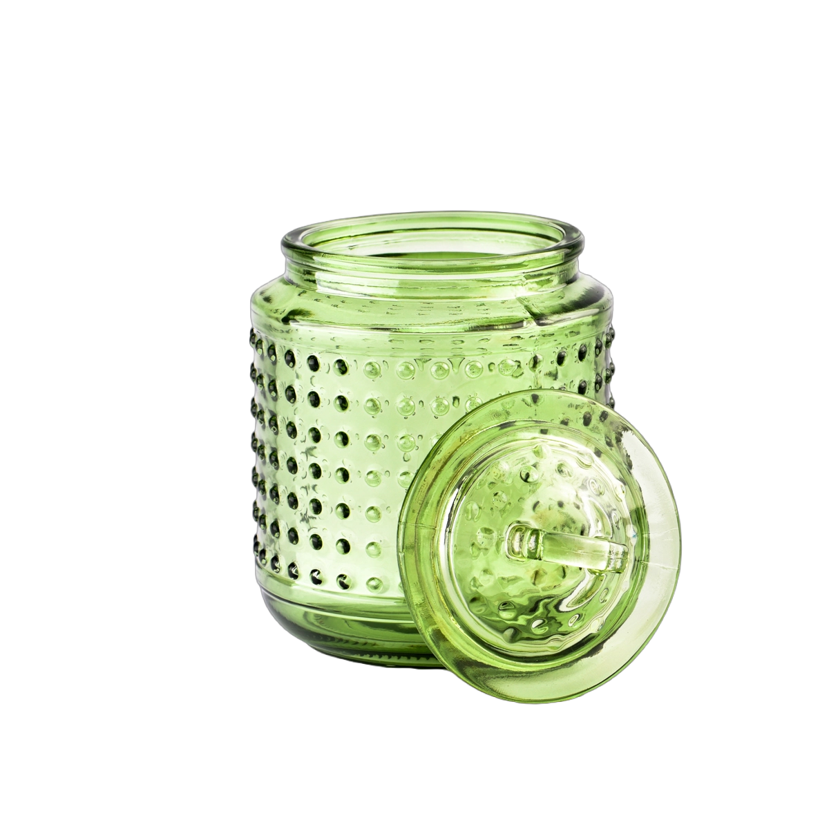 Wholesale bulk empty green spot glass candle jar with lids
