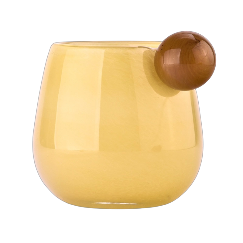 Newly designed home decor green glass candle holder with ball handle