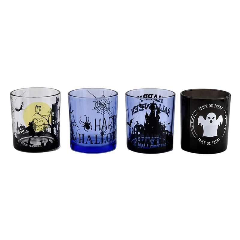 285ml blue customized luxury halloween glass candle jars wholesaler