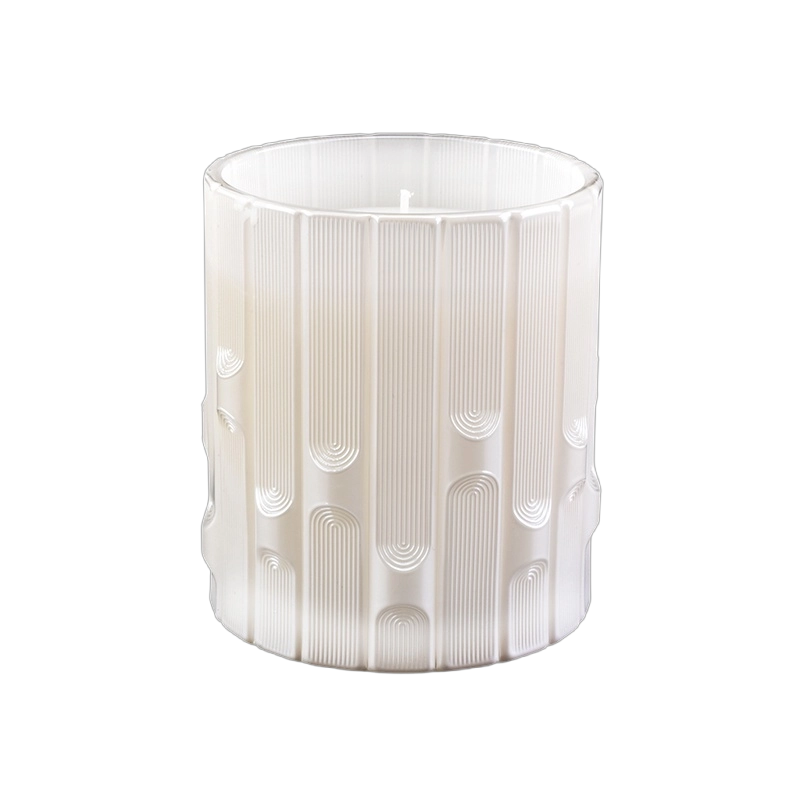 Wholesale vertical striped syllable jar pink clear glass candle jar for home decor