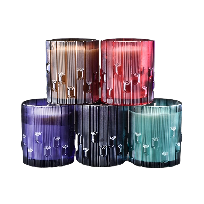Wholesale supplier modern design of empty purple syllable jar glass candle jars