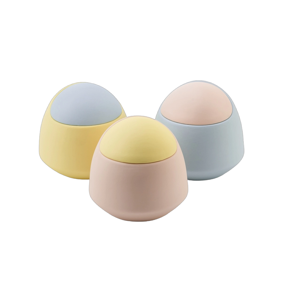 Luxury custom Mother's Day egg-shaped ceramic candle jar with lid-Yellow