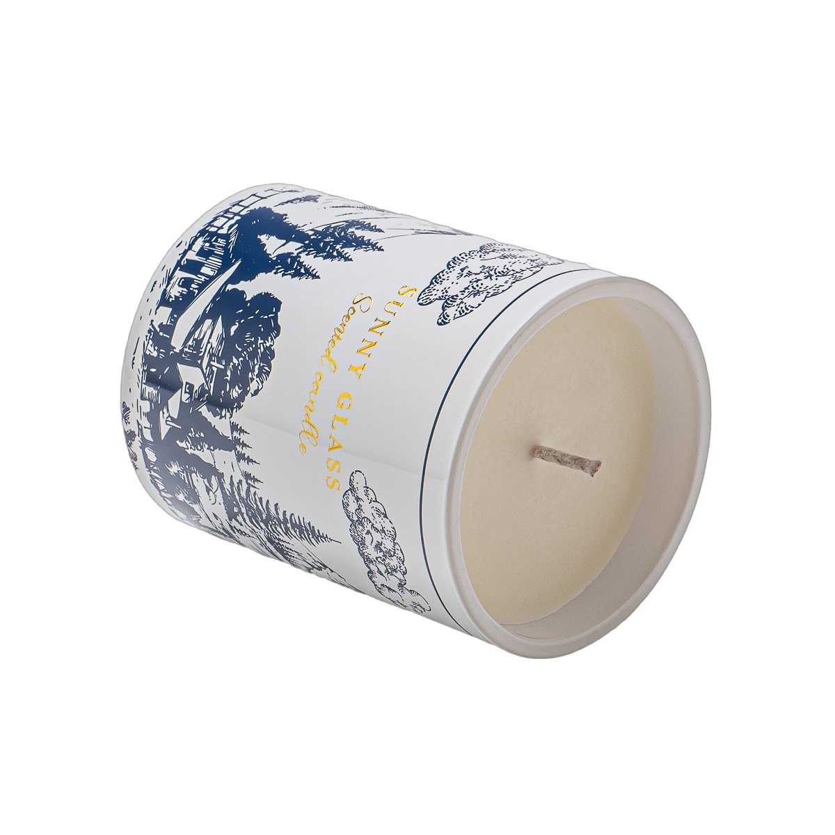 Luxury custom ceramic candle jar with retro country style decal paper