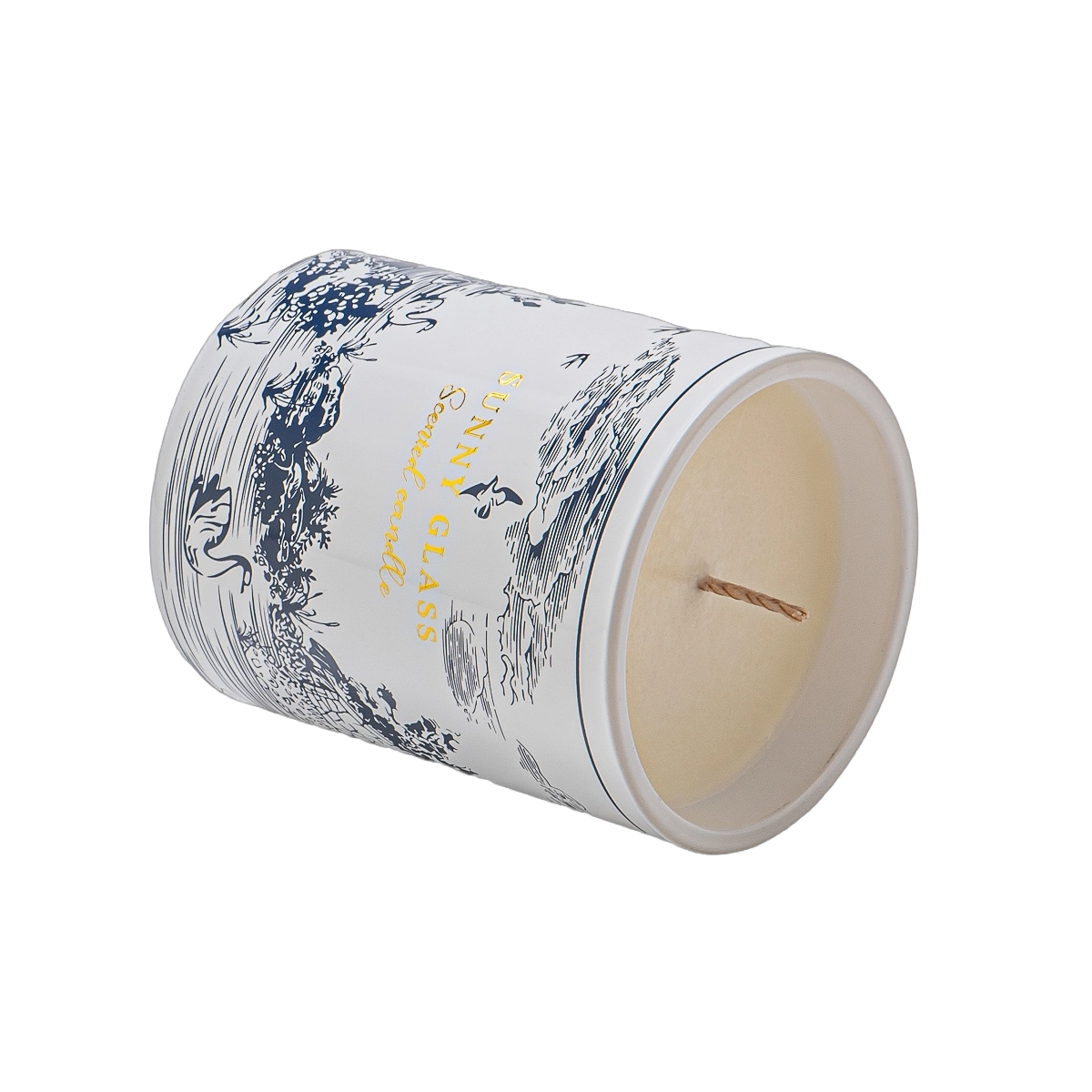Luxury custom ceramic candle jar with retro country style decal paper