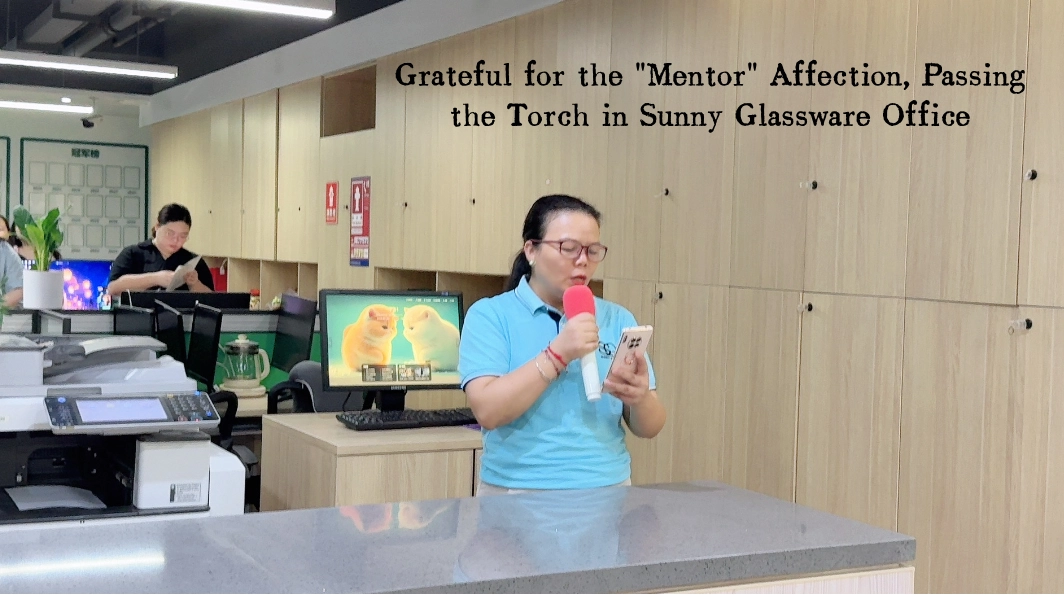 Grateful for the Mentor Affection Passing the Torch in Sunny Glassware Office