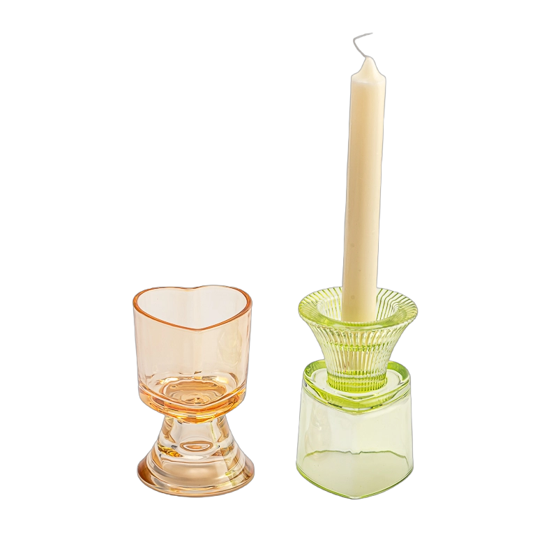 Luxury custom-made amber glass dual-purpose glass candle holder Luxury custom-made amber glass dual-purpose glass candle holder