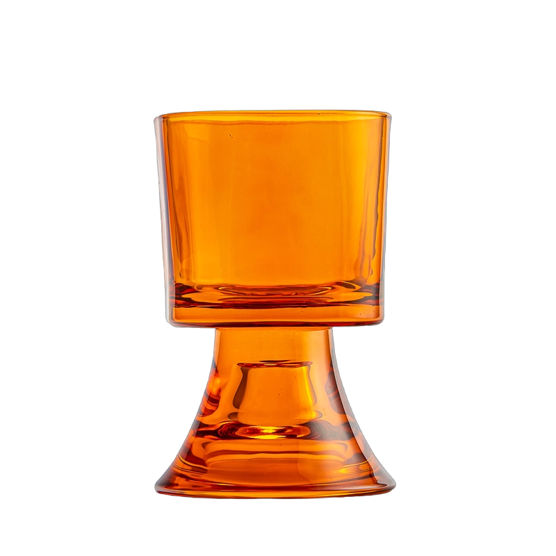 Wholesale amber glass candle holder for tabletop decoration