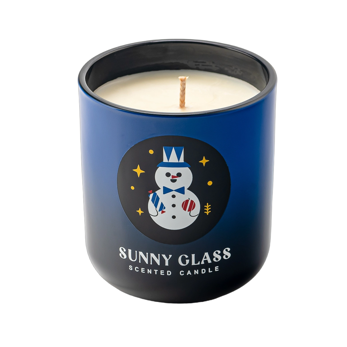 Wholesale Christmas gradient red and black reindeer sticker glass candles in jars with wooden lids
