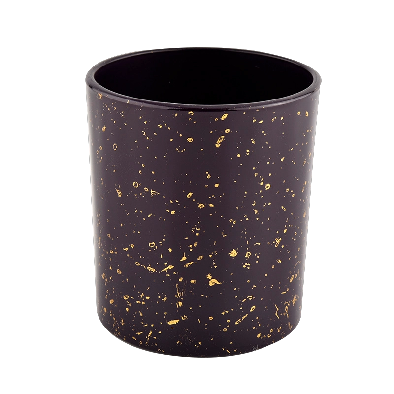 Decorative gold printing black glass candle jars wholesale Decorative gold printing black glass candle jars wholesale