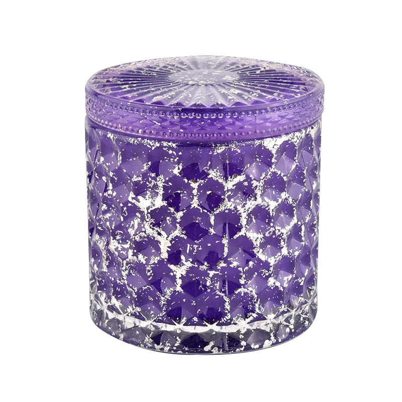 Empty purple Candle Vessels with lids Glass Container Wholesale