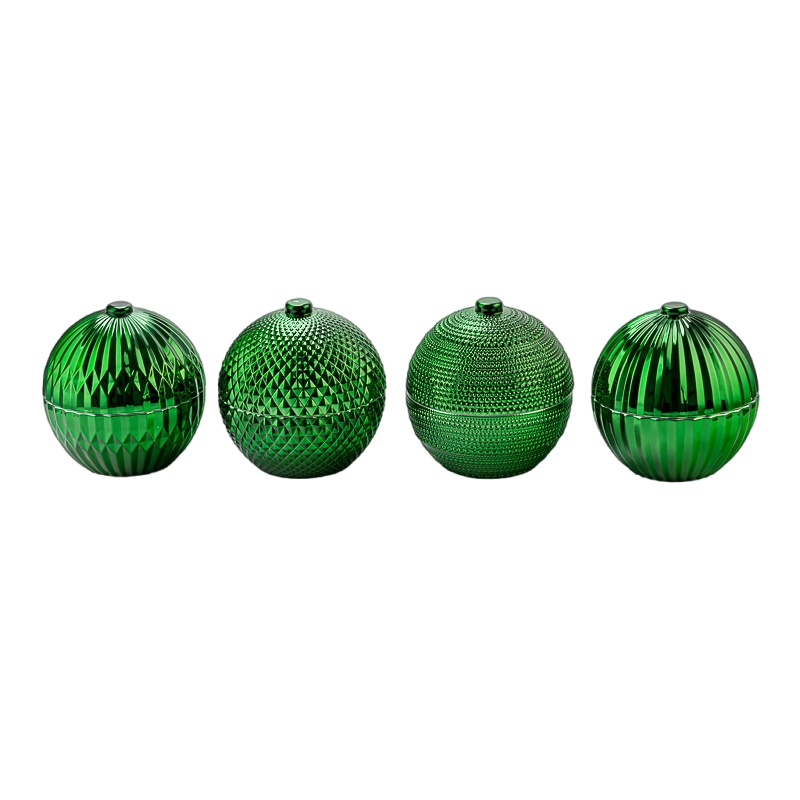 Ball shaped glass candle jars with lid glass oranments