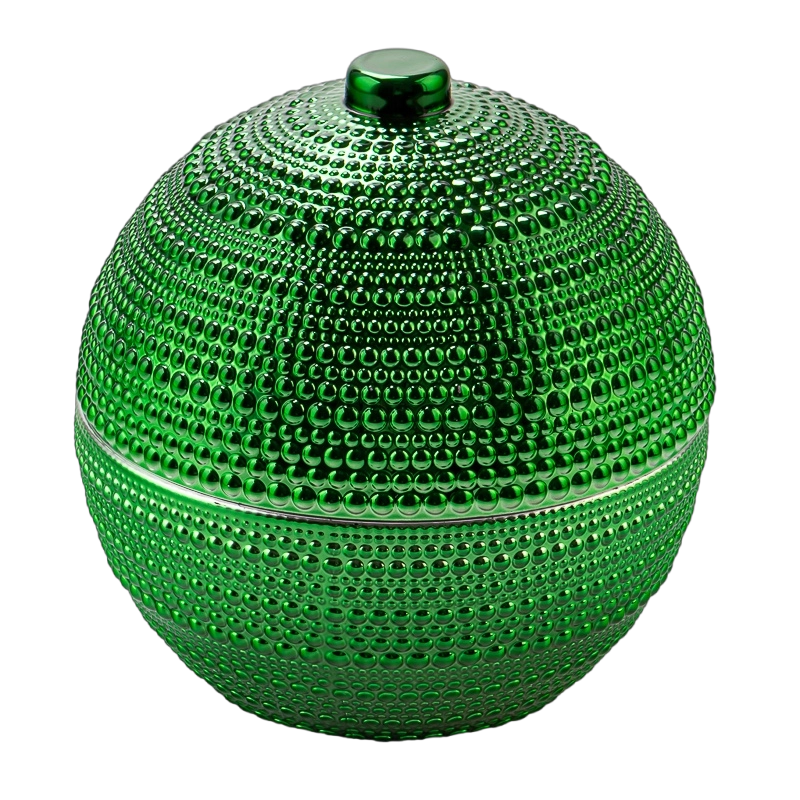 Ball shaped glass candle jars with lid glass oranments