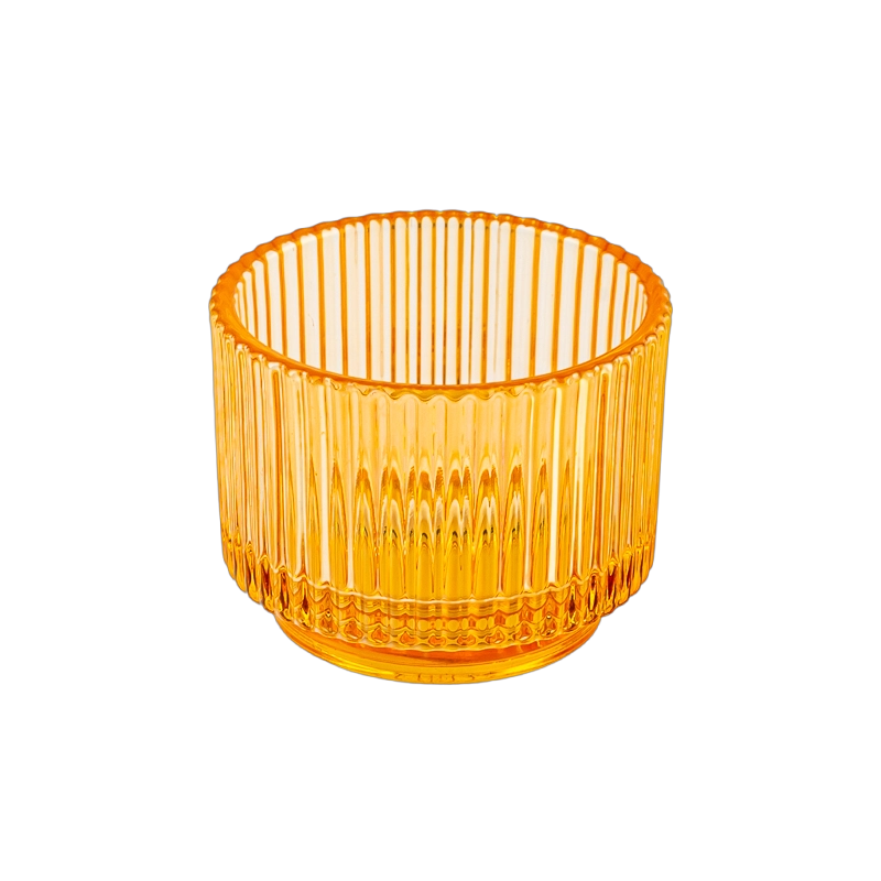 4oz transparent color glass candle jars with texture and stand