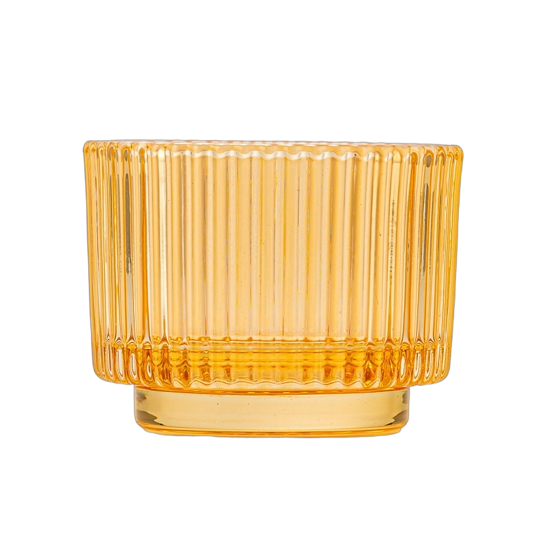 4oz transparent color glass candle jars with texture and stand