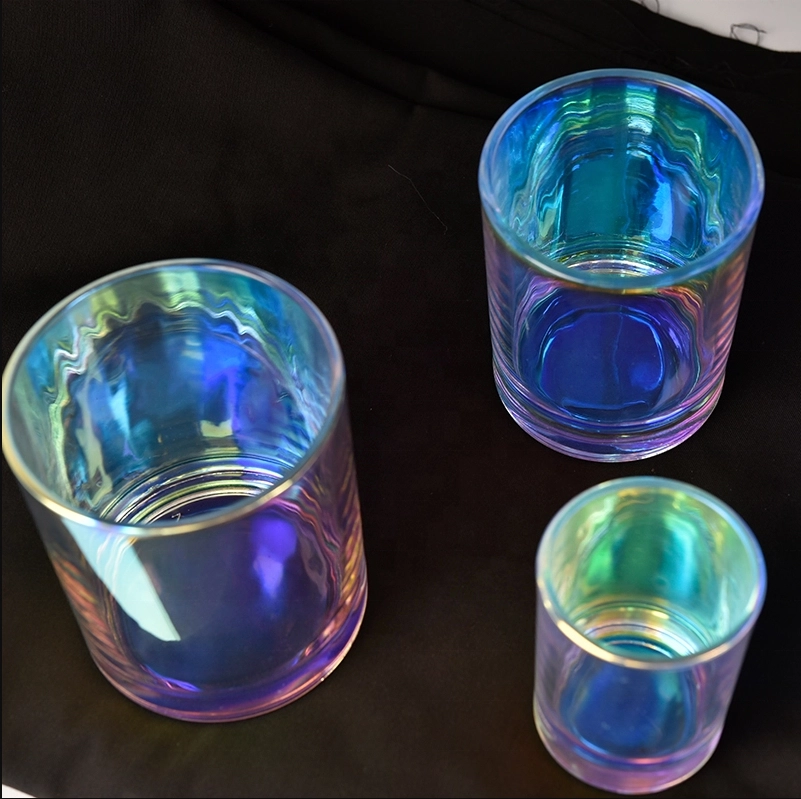 holographic glass candle holder 8 oz candle vessel