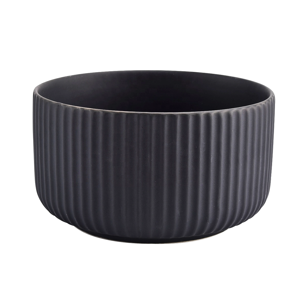11oz matte black ceramic candle containers with stripe designs
