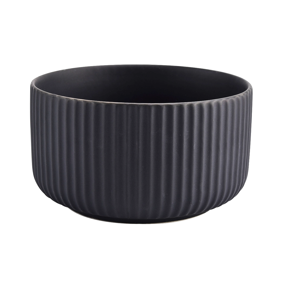 11oz matte black ceramic candle containers with stripe designs