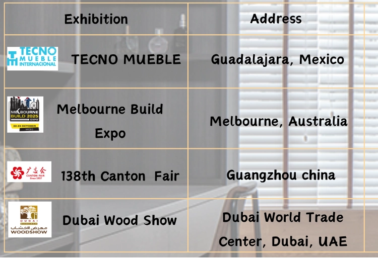 2025 - 2026 Programme d'exposition: Focus sur les événements mondiaux du bois et des matériaux de construction 2025 - 2026 Programme d'exposition: Focus sur les événements mondiaux du bois et des matériaux de construction