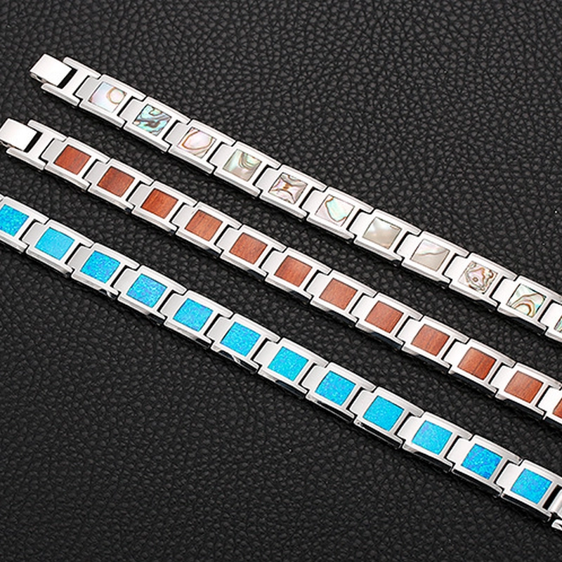 Wholesale salud para hombre joyería altas pulidas pulidas shell tungsten carburo pulsera imanes Inlay China proveedor
