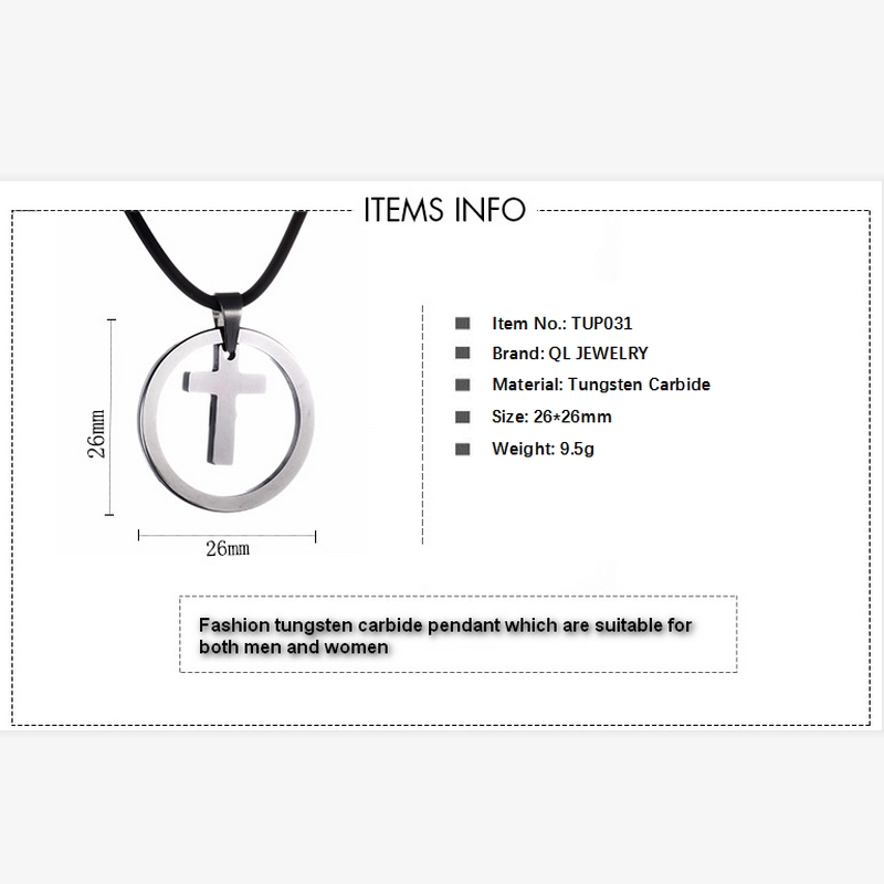 Hohe Qualität Männer Modeschmuck Wolframkarbid Kreis Anhänger Für Männer Wolfram Cross Dog Tag Halskette China Hersteller