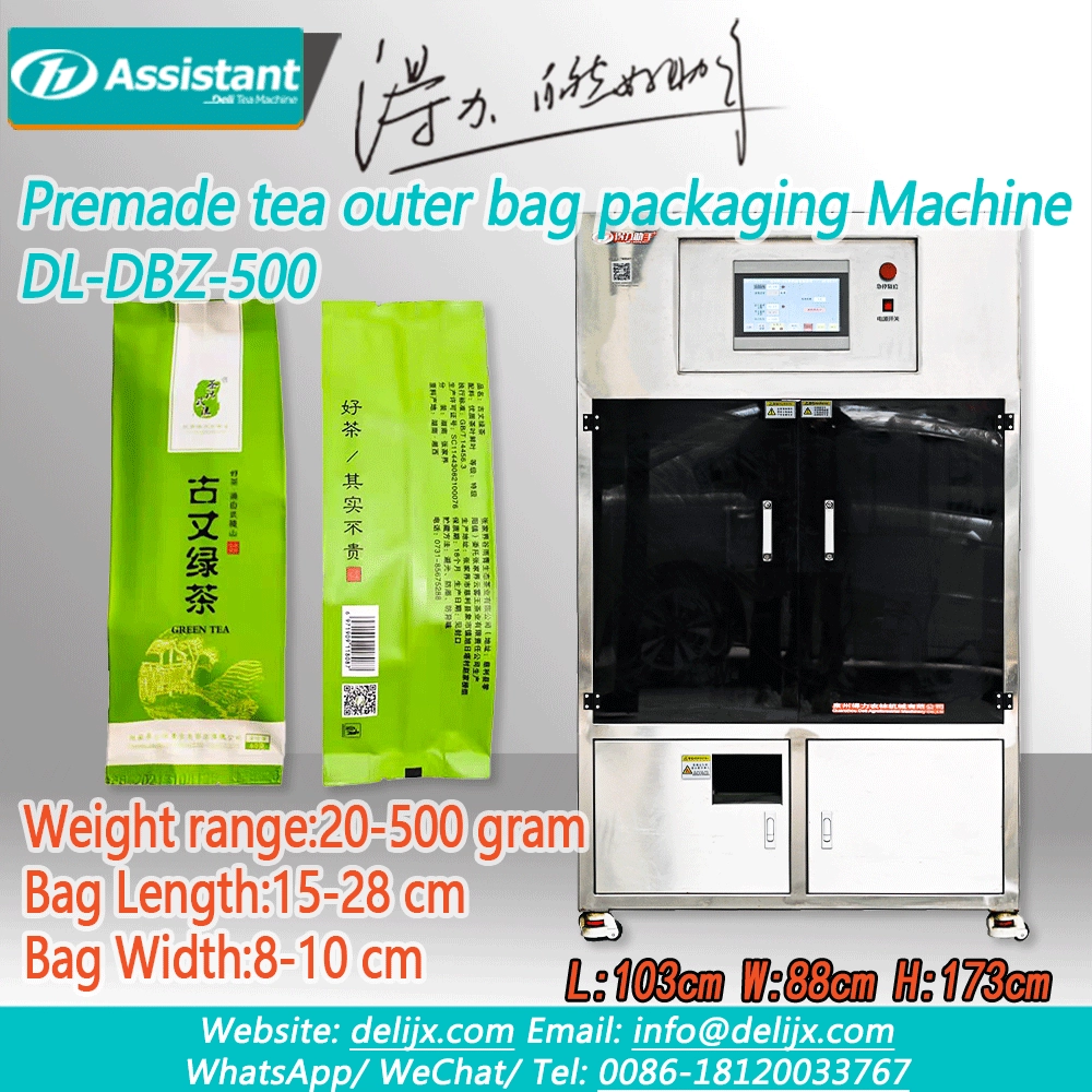 20-500 gram Kese Yeşil Gevşek Yaprak Çay Dolum Mühür Paketleme Makinesi DL-DBZ-500
