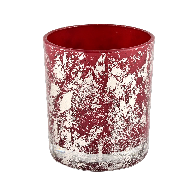 Wholesale white printing dust and red glass candle jar with high quality Wholesale white printing dust and red glass candle jar with high quality