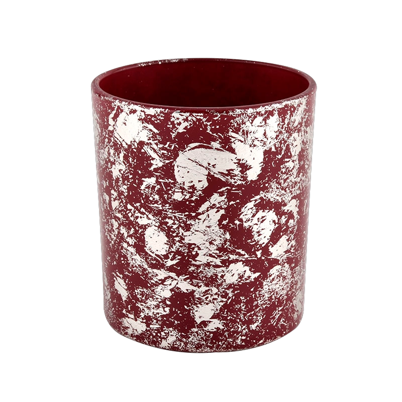 White printing dust and red glass jar candle vessel for gift in bulk White printing dust and red glass jar candle vessel for gift in bulk