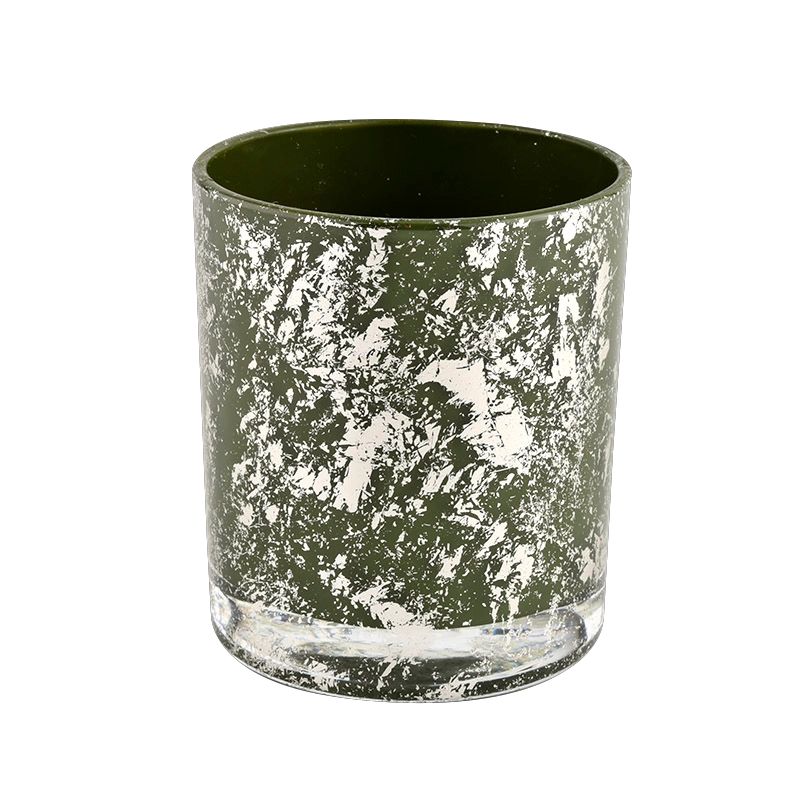 Wholesale home green glass candles container matte candle vessels for decorative Wholesale home green glass candles container matte candle vessels for decorative