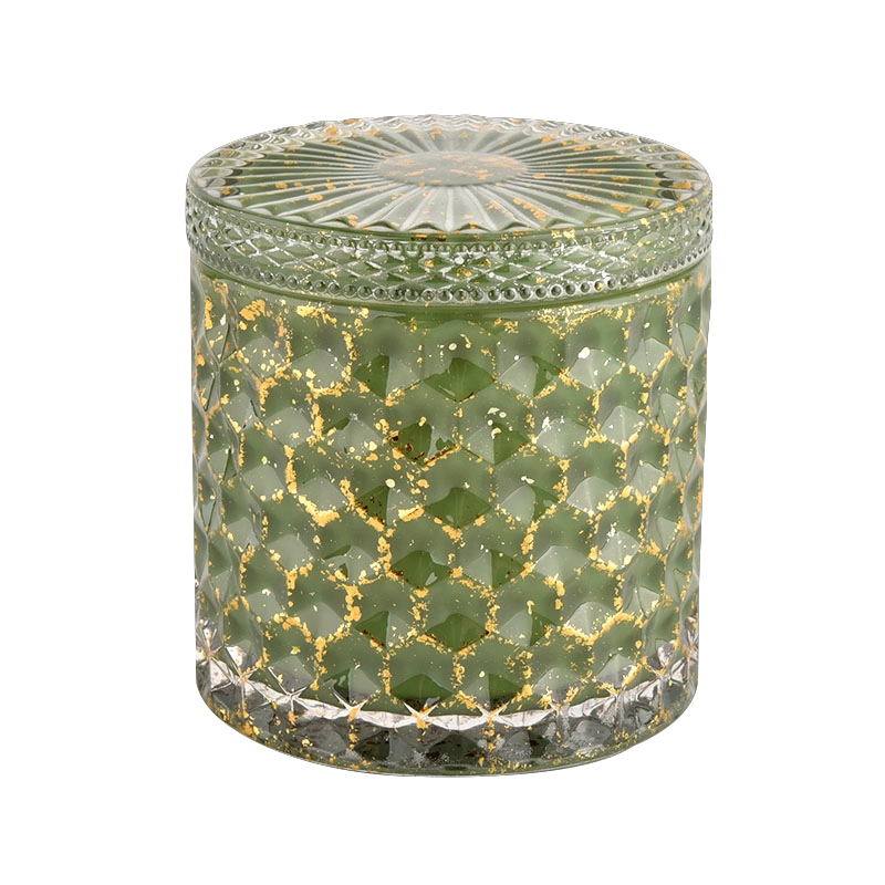 Green Glass Candle Jar Lid High Quality Candlestick Candle Container With Lid