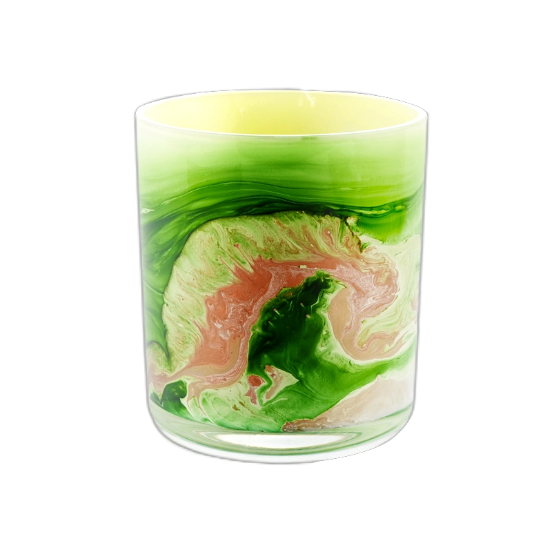 Hot sale 390ml green glass candle jar with round bottom supplier