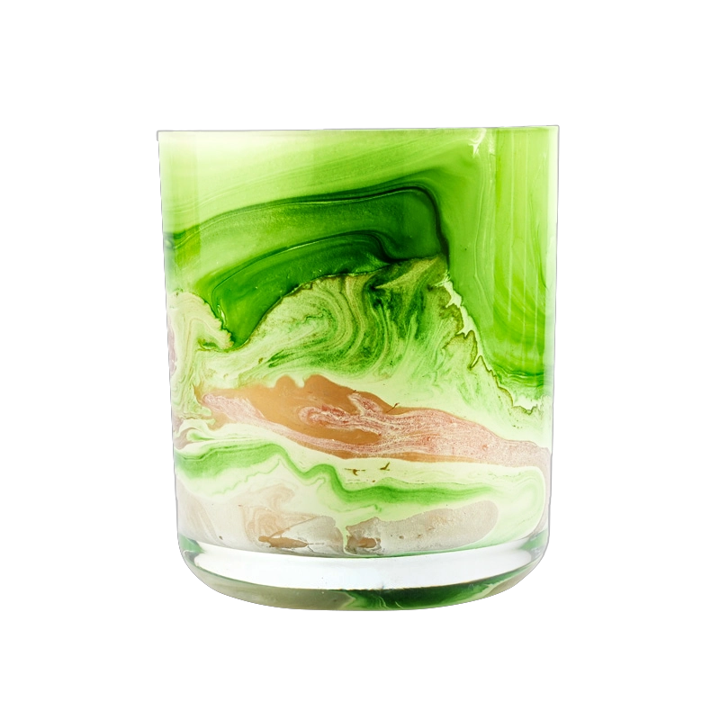Hot sale 390ml green glass candle jar with round bottom supplier
