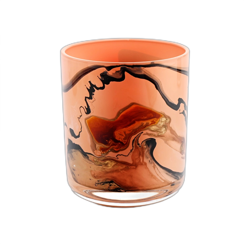 orange and black mixed 8oz glass candle vessel supplier