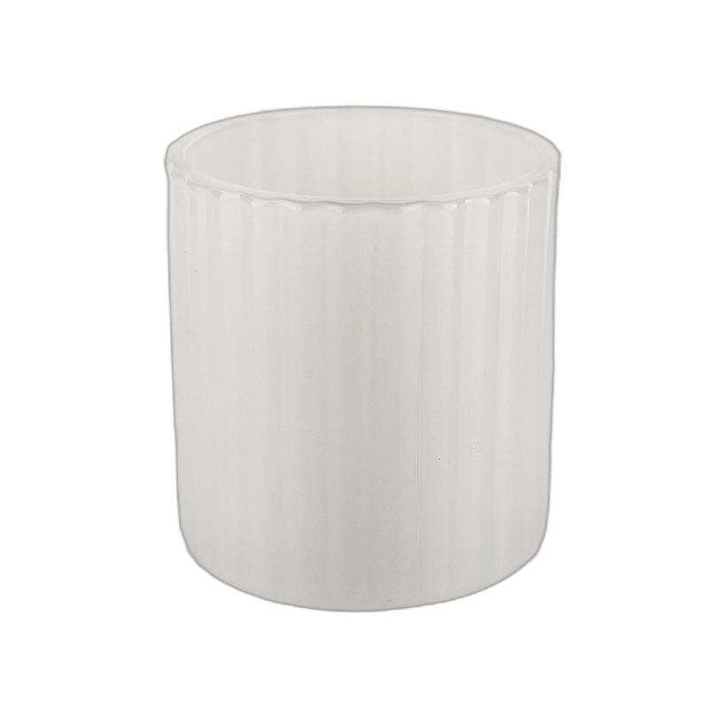 Retro Small white Vertical Ribbed Glass Candle jar supplier