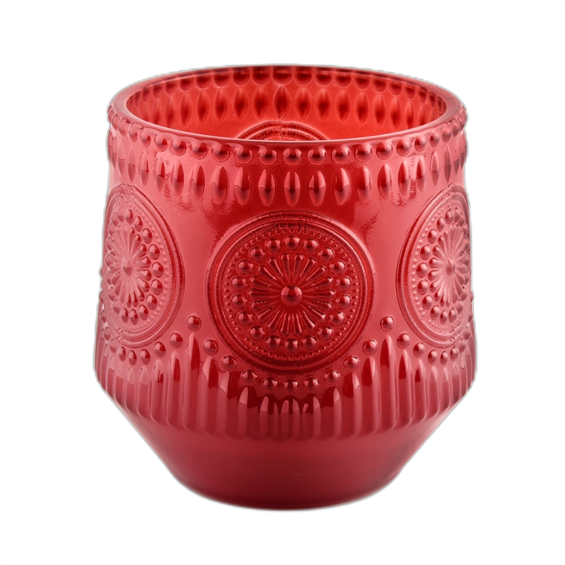 new design emboss glass candle jar for making