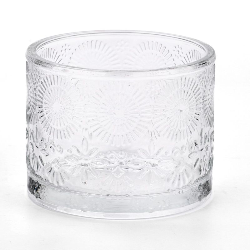 New Arrival Flower Pattern Glass Candle Jars Wholesale New Arrival Flower Pattern Glass Candle Jars Wholesale